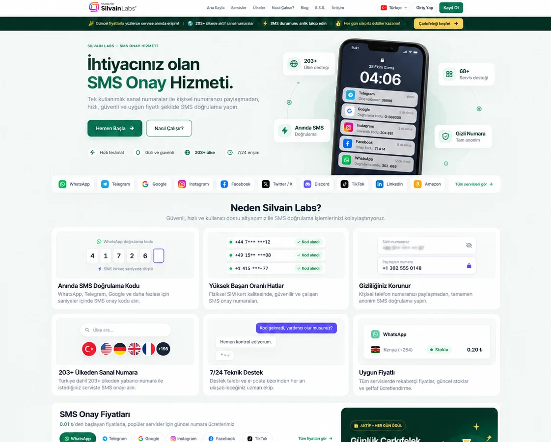 SilvainSMS  SMS Onay Scripti ekran görüntüsü